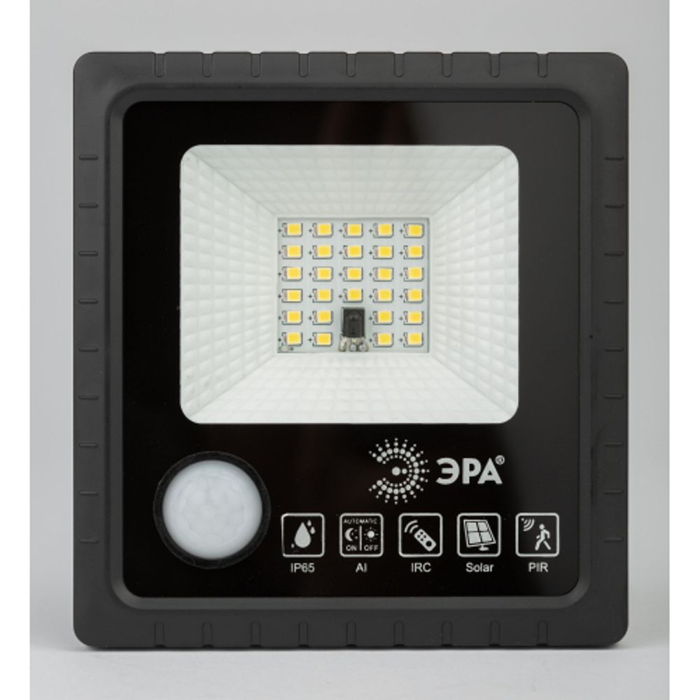 ЭРА Прожектор светодиодный уличный на солн. бат. 20W, 350 lm, 5000K, с датч. движения, ПДУ, IP65 (6/ | Уличное освещение на солнечных батареях