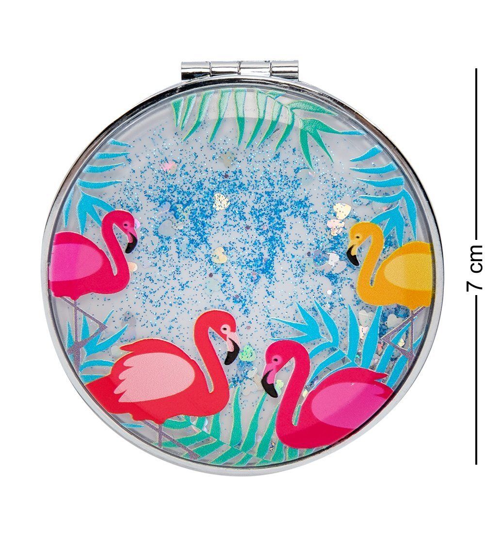WW-110 Зеркало круглое с плавающими блестками «Розовый фламинго» в асс.