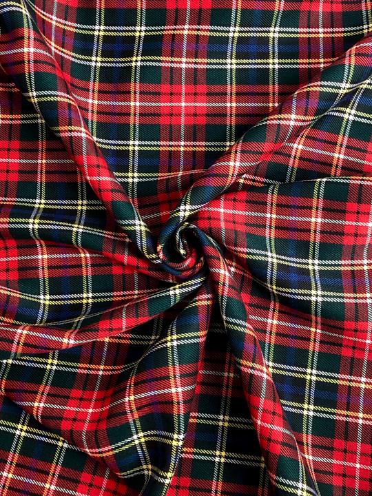 Костюмная принт клетка, красный/зеленый/синий на черном BST