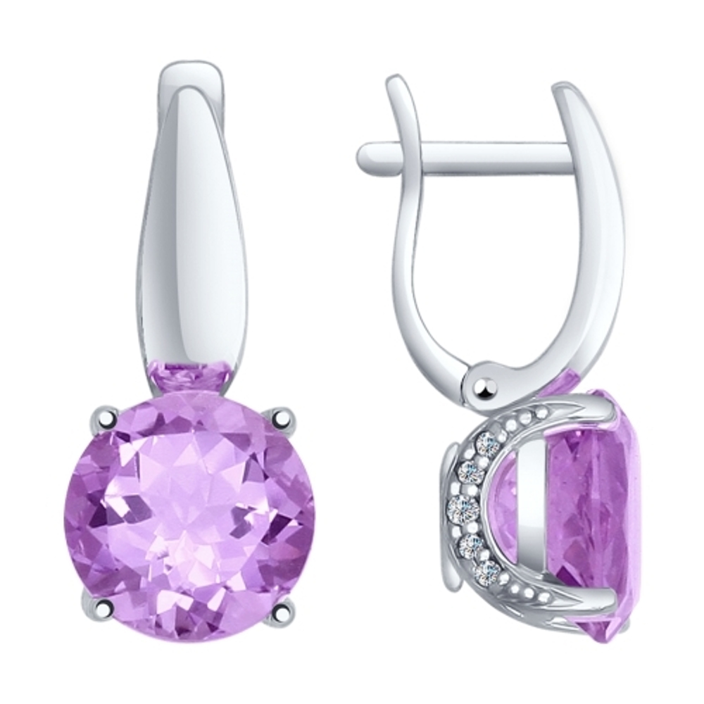 Серебряные серьги с аметистом и цианитом (92021265)