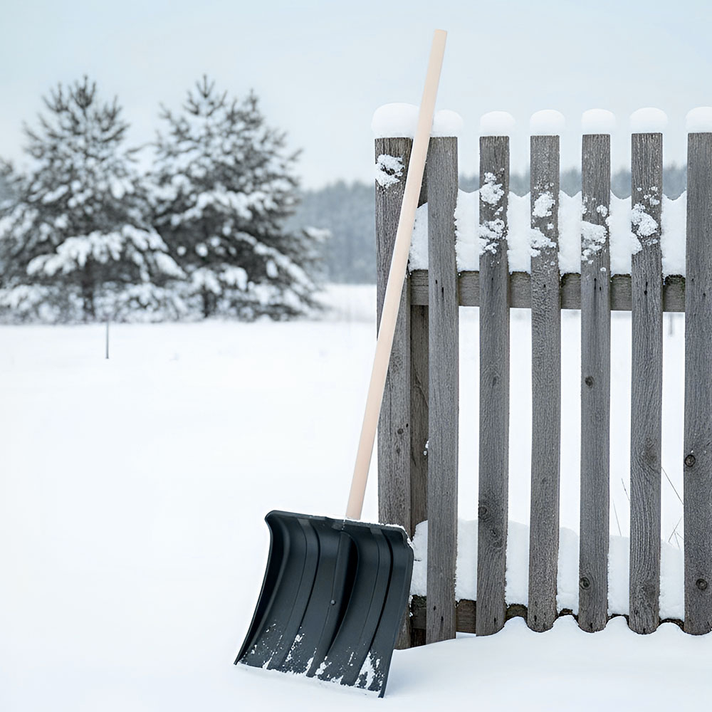 Лопата снеговая 380*365мм с оц.планкой с деревянным черенком