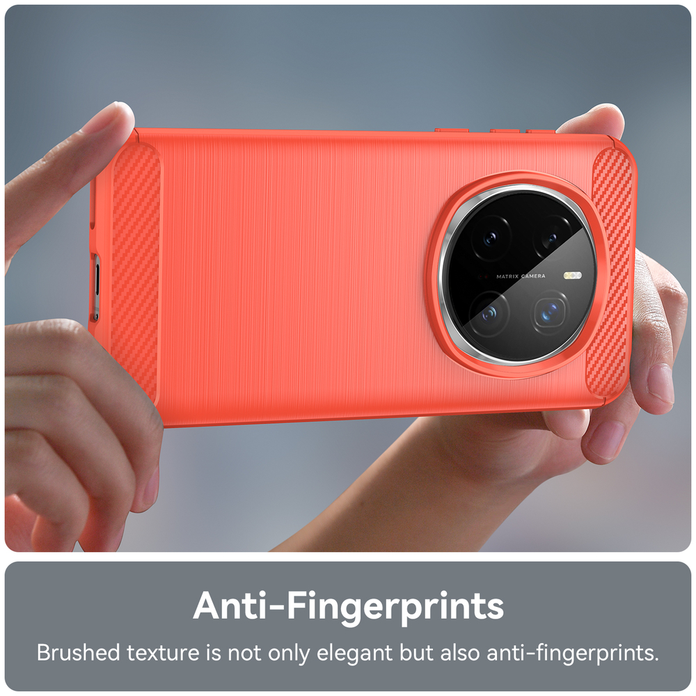 Чехол красного цвета с дизайном в стиле карбон на Honor Magic 7 Pro, мягкий отклик кнопок, серия Carbon от Caseport