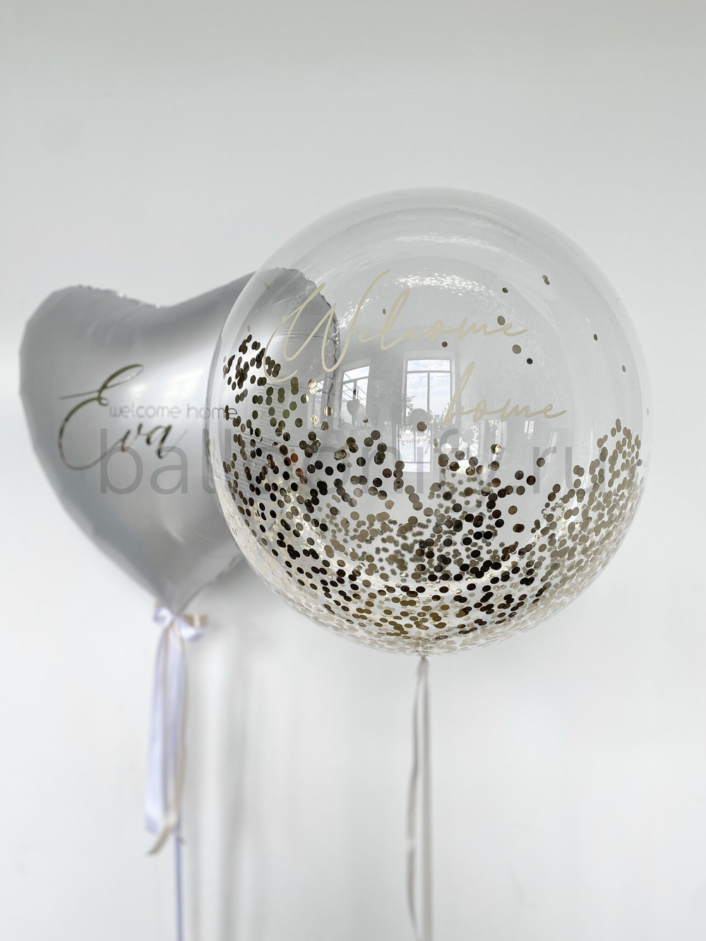 Набор из двух шаров "Большой Баблс с конфетти + Сердце"