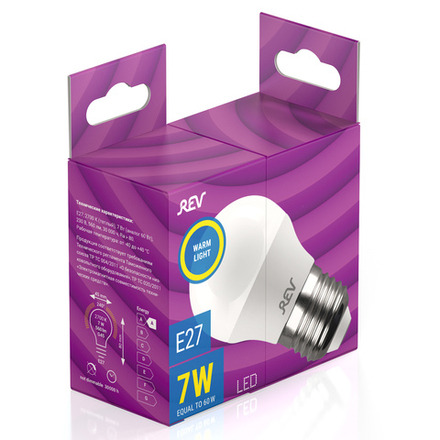 Лампа светодиодная Rev 7W G45 Е27 2700K шар 32342 6