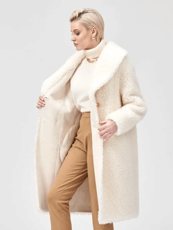 Шуба женская чебурашка тедди эко, белая, SilverFox