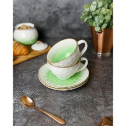 Чайная пара 240 мл d 10 см h5 см зеленая фарфор "The   Eco" P.L. Proff Cuisine [1]