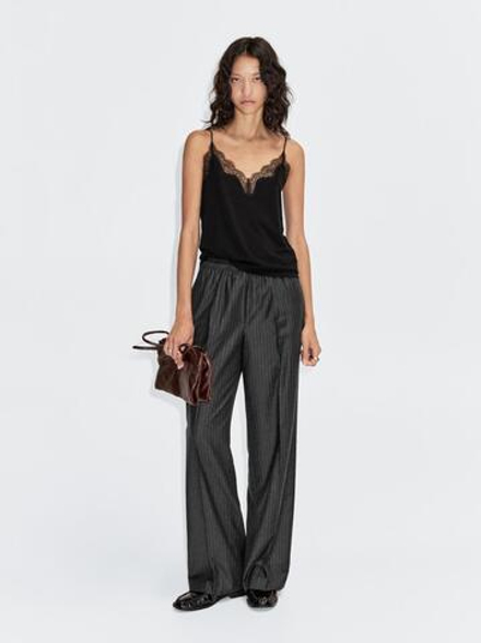 Massimo Dutti Брюки в тонкую полоску с вытачками, серый