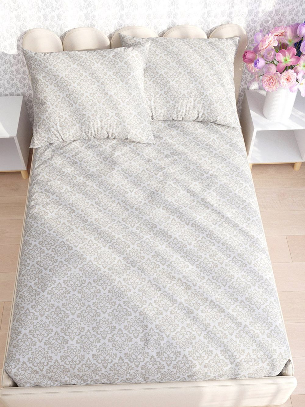 Постельное белье сатин Milky Garden "Classic" 2-спальное Наволочка 50x70 см 2 шт Простынь 240x215 см Пододеяльник 175x215 см