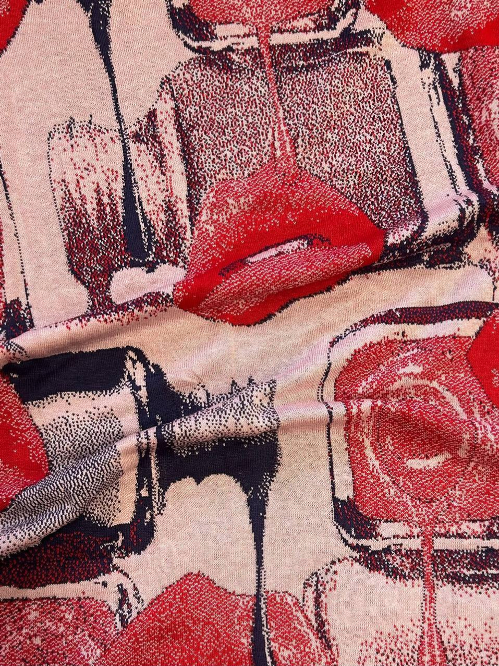 Трикотаж хлопок с вискозой Ermanno Scervino розовый с красными губами