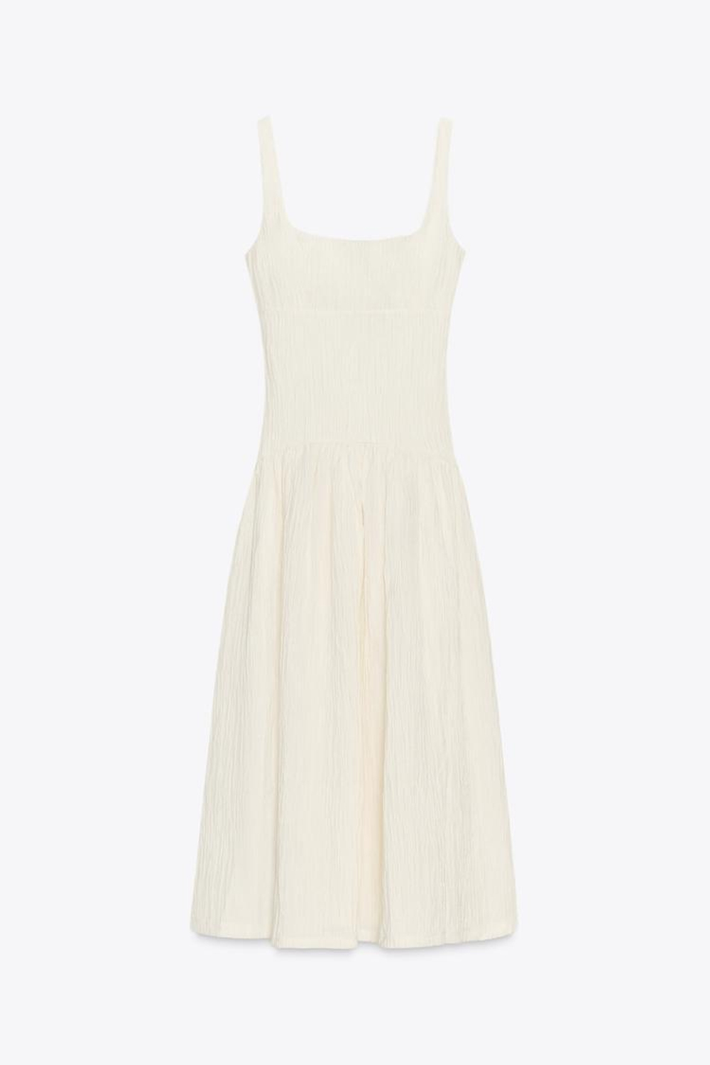 ZARA ПЛАТЬЕ НА БРЕТЕЛЯХ, ЭКРЮ