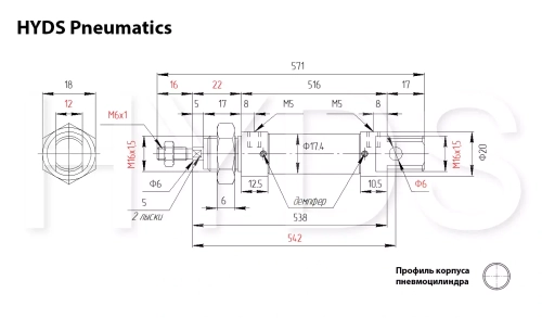 DSNU-16-460-PPV-A Пневмоцилиндр