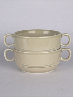 Бульонница супница с ручками фарфоровая тёмно-серый набор 2 шт в стиле акварель