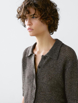 Massimo Dutti Кардиган с короткими рукавами, коричневый