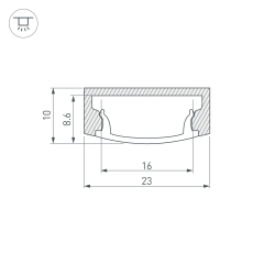 Профиль с экраном ALU-WIDE-H8-2000 ANOD+FROST (Arlight, Алюминий) 014852