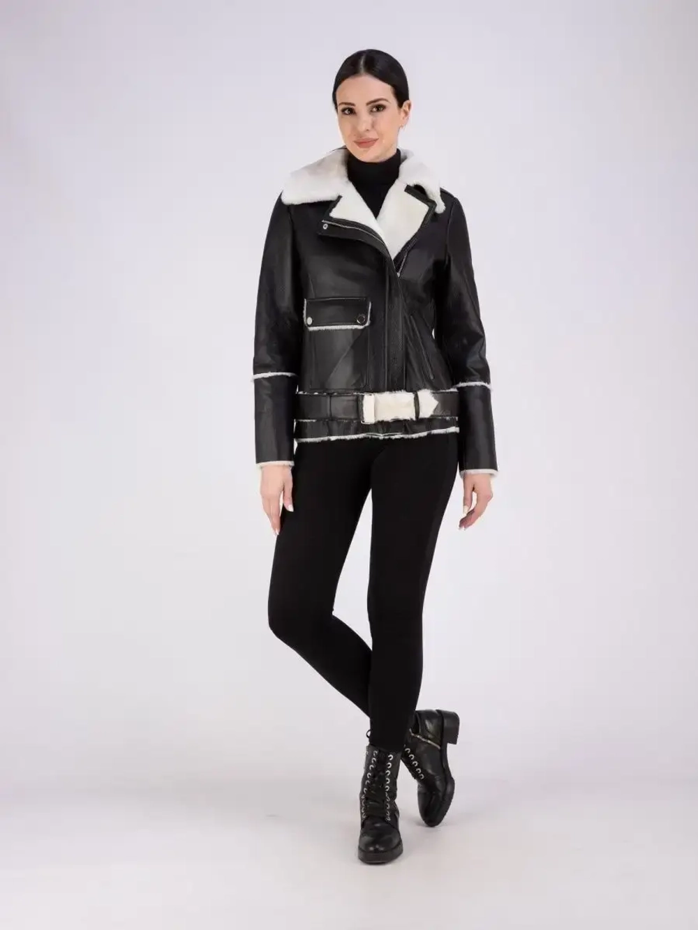 Дубленка зимняя натуральная укороченная