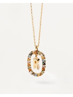 Колье Буква R серебро 925 пробы покрытое золотом