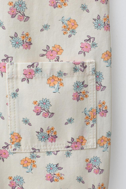 ZARA ДЛИННЫЙ КОМБИНЕЗОН С ЦВЕТОЧНЫМ ПРИНТОМ, ЭКРЮ