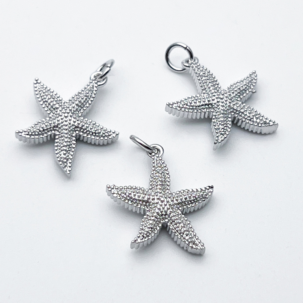 Подвеска Морская звезда, цвет серебро (родий), размер 18*16 мм, цена за 1 шт
