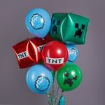 Шар 3D (22''/56 см) Куб, Пиксели, TNT, Красный, 1 шт.