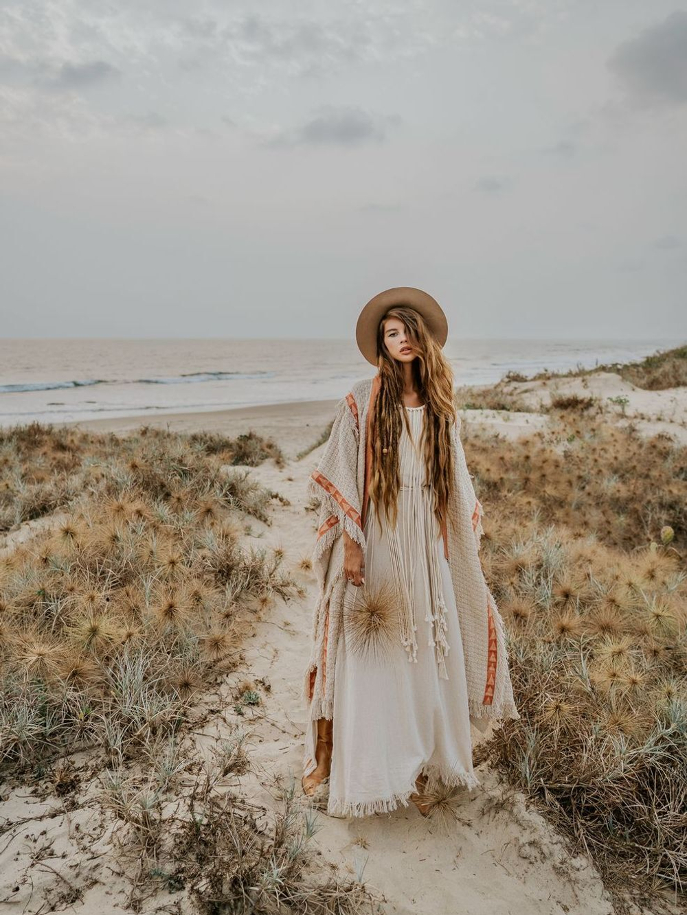 Berber пальто-пончо (беж/коралл)