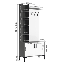 Прихожая Пекин, Графит, Белый