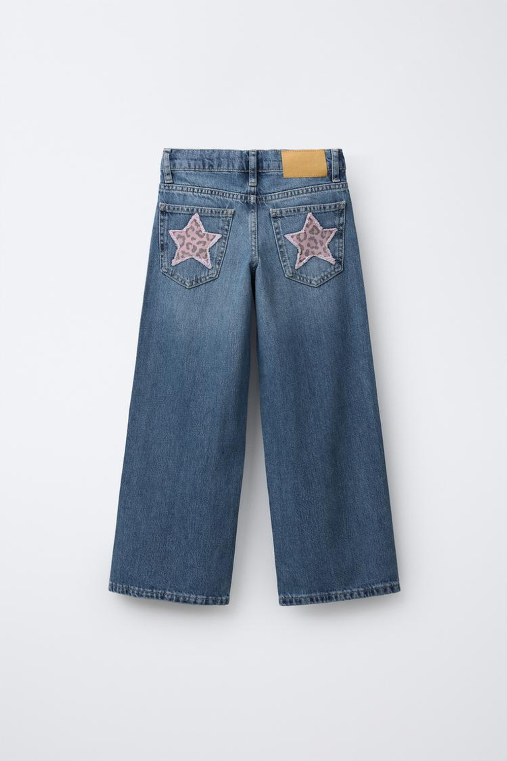 ZARA ДЖИНСЫ WIDE LEG С НАШИВКАМИ, СИНИЙ