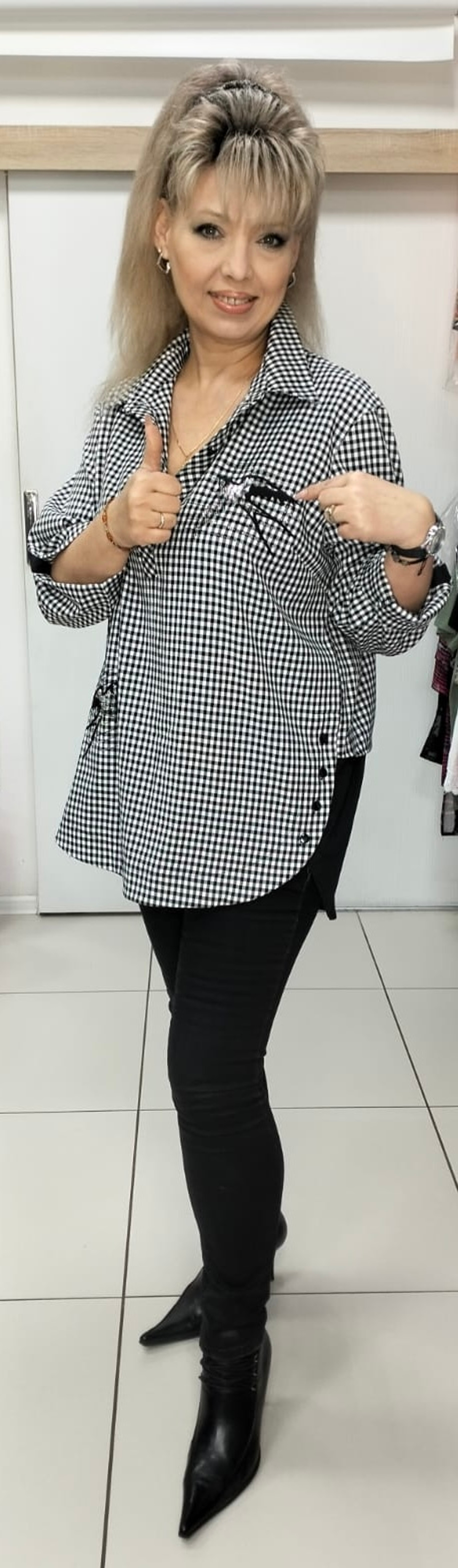 Комбинированная рубашка в клетку