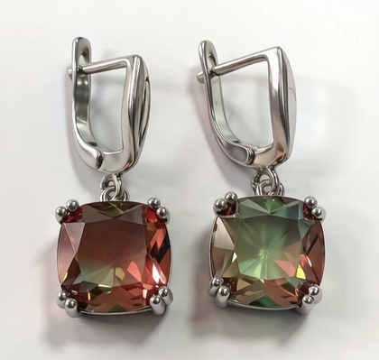 Ювелирные серьги из серебра 925 пробы с султанитом