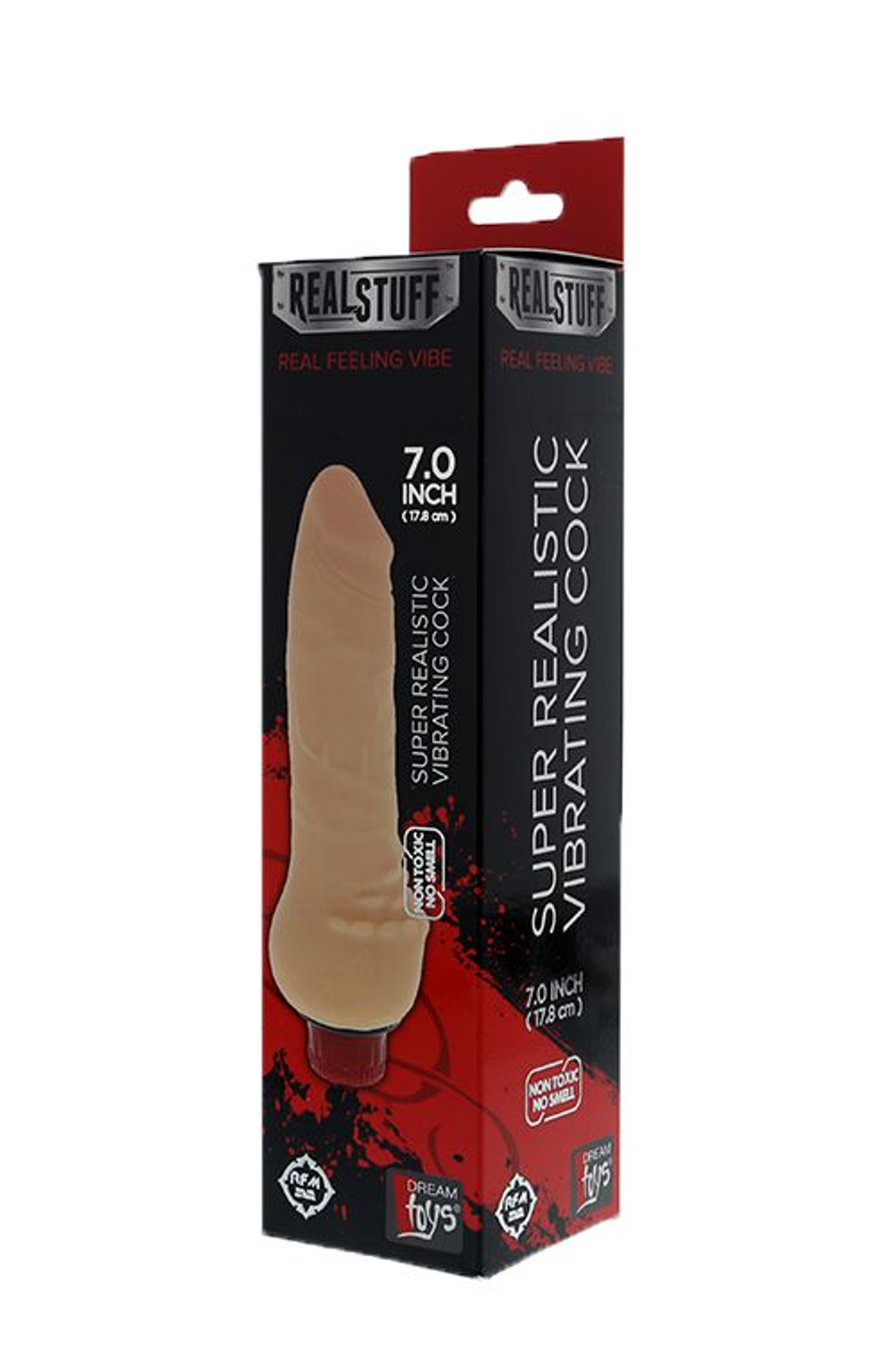 Реалистичный вибратор с шипиками REALSTUFF REAL FEELING VIBE 7INCH FLESH - 17,8 см. (Цвет: телесный)
