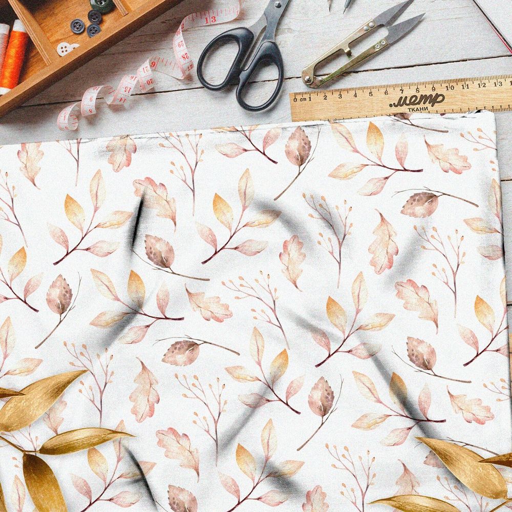 Ткань саржа осенние листья