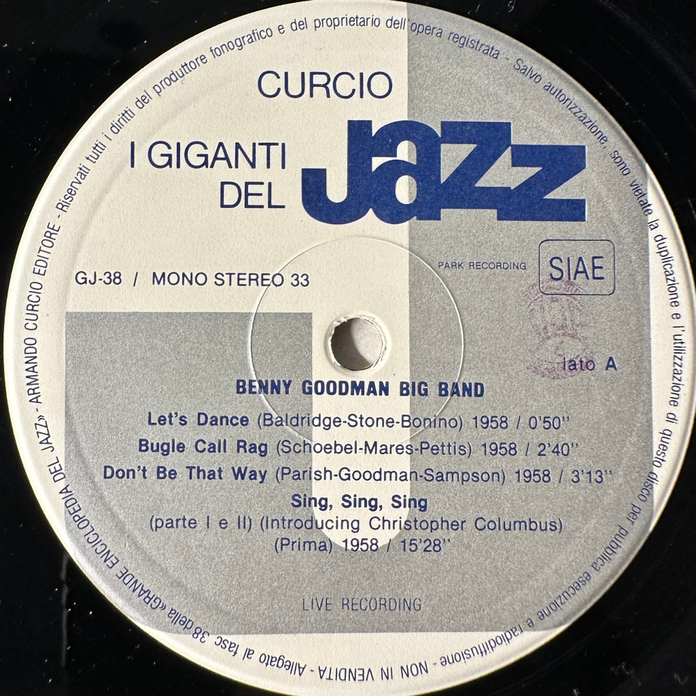 Benny Goodman Big Band, Taft Jordan, Zoot Sims, Billy Bauer ‎– I Giganti Del Jazz 38 2LP (Италия)