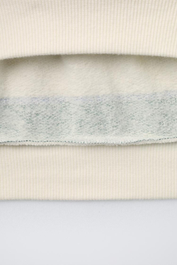 ZARA ТОЛСТОВКА В ПОЛОСКУ С НАШИВКОЙ, ЗЕЛЕНЫЙ/ЭКРЮ