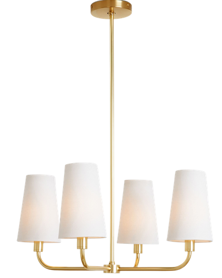Золотая люстра “Ансель” с белыми абажурами