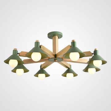 Деревянная люстра в скандинавском стиле с подвижными плафонами HORN B
