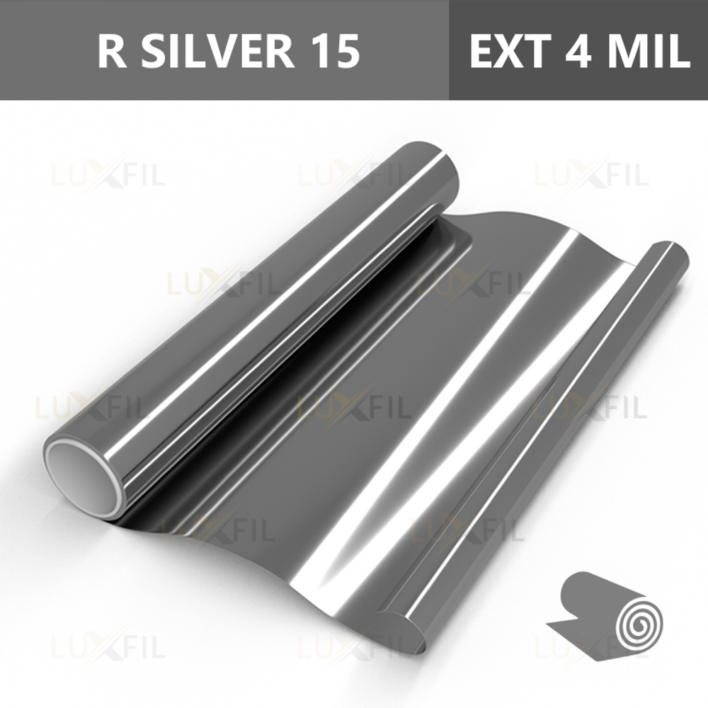 Пленка солнцезащитная зеркальная R SILVER 15 (Exterior 4 mil) LUXFIL, рулон (размер 1,524x30м.)