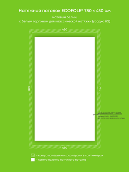 Матовый натяжной потолок 35.1 м2
