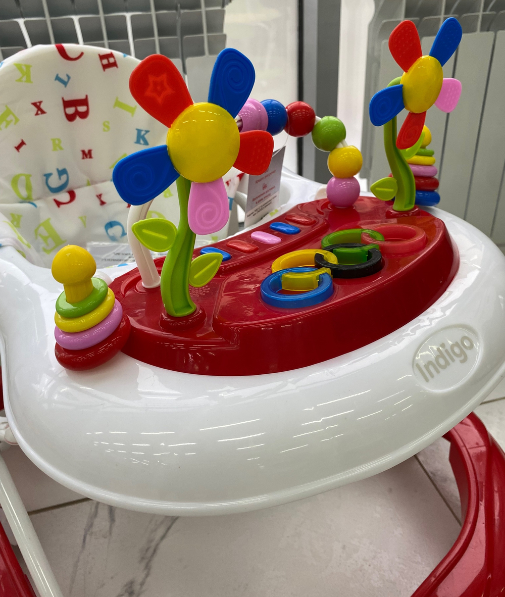 Ходунки "ABC C" 8 силиконовых колес, муз. (INDIGO) (красный)