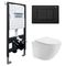 Комплект подвесной унитаз ABBER Bequem AC1100T белый с инсталляцией AC0105 и кнопкой AC0120MB черный матовый