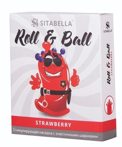Стимулирующий презерватив-насадка Roll & Ball Strawberry (Цвет: прозрачный)