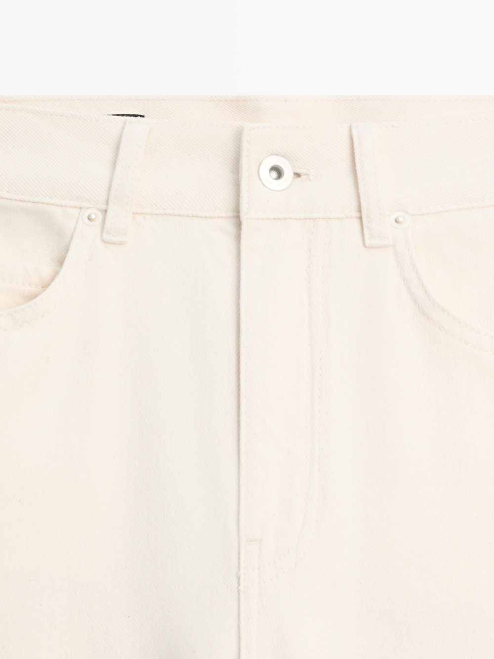 Massimo Dutti Джинсы с высокой талией и широкими штанинами, кремовый