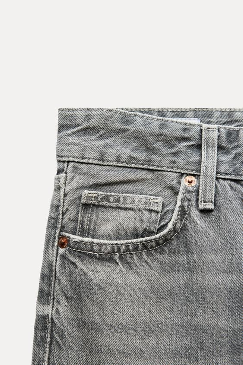 ZARA ДЖИНСЫ TRF WIDE LEG СО СРЕДНЕЙ ПОСАДКОЙ, СВЕТЛО-СЕРЫЙ