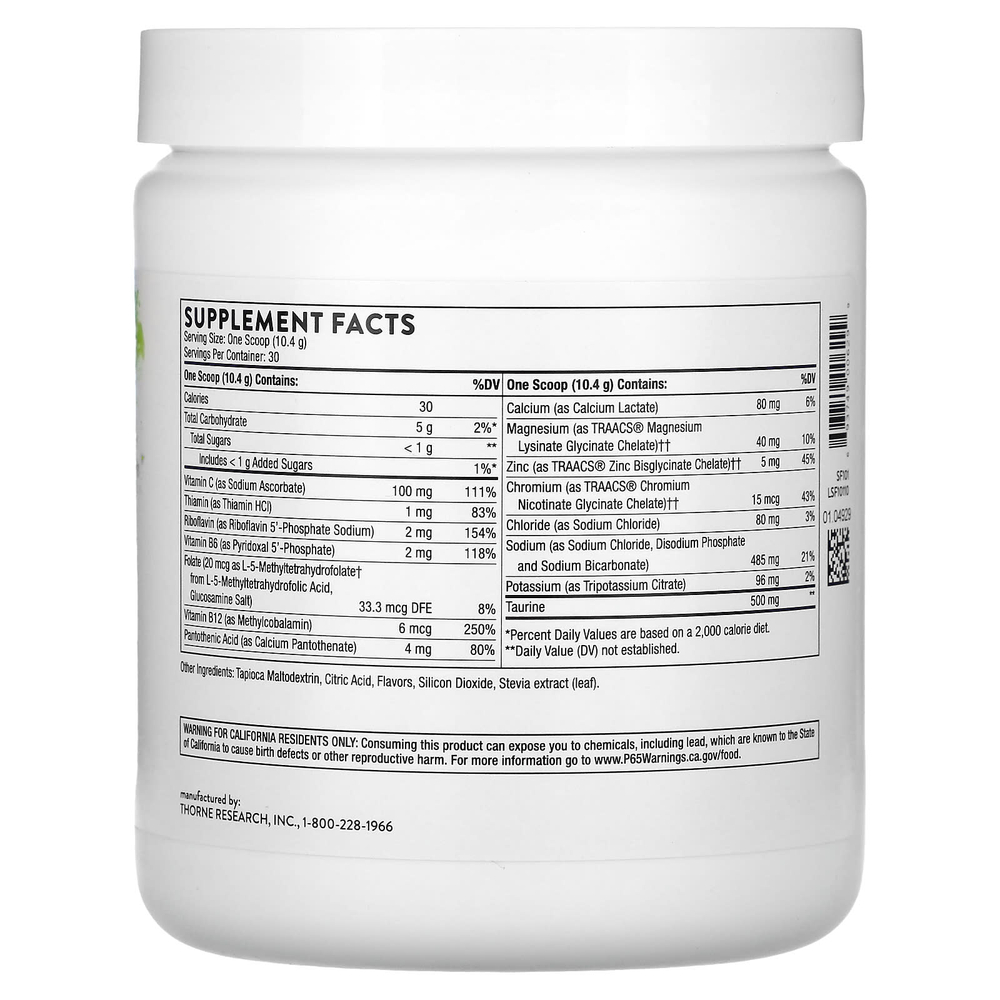 Thorne, Catalyte, электролиты со вкусом лимона и лайма, 312 г (11,01 унции)