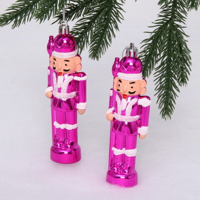 Елочные игрушки «Солдатик» 13 см (набор 2 шт), Розовый