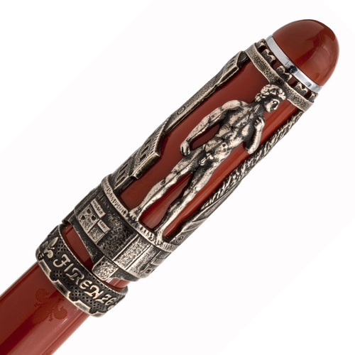 Перьевая ручка Aurora Firenze Red Solid Silver, перо - F, в подарочной коробке