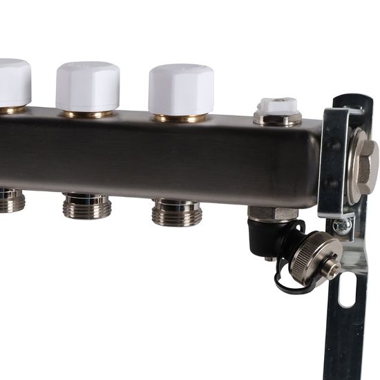 Коллектор Rommer 1"x3/4" на 9 контуров с запорными клапанами (нерж. сталь) RMS-3201-000009