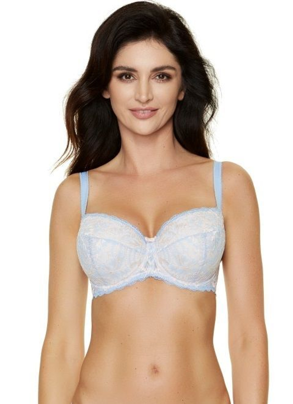 Бюстгальтер-балконет Manila (Размер: 90F) (Цвет: белый с голубым)