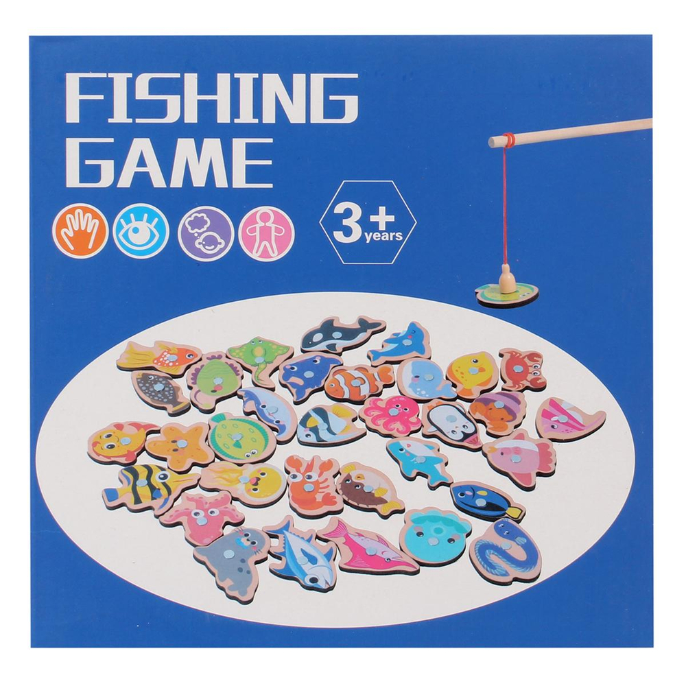 Развивающая игрушка деревянная Рыбалка с плоским полем, коробка C-41676
