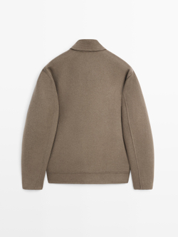 Massimo Dutti Куртка из смесовой шерсти с карманами, зеленоватый