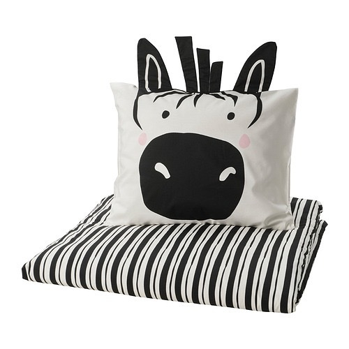 НАТТХЭГЕР NATTHАGER Пододеяльник и наволочка 150x200/50x60 см, черный/зебра