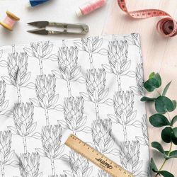 Ткань сатин тонкие цветочные силуэты